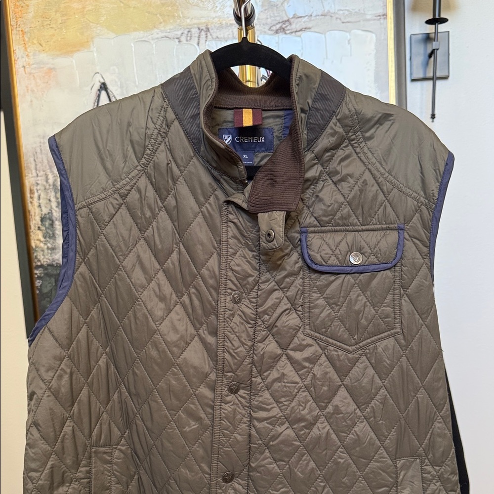 Daniel Cremieux Quilted Vest - Khaki with Blue Accents
